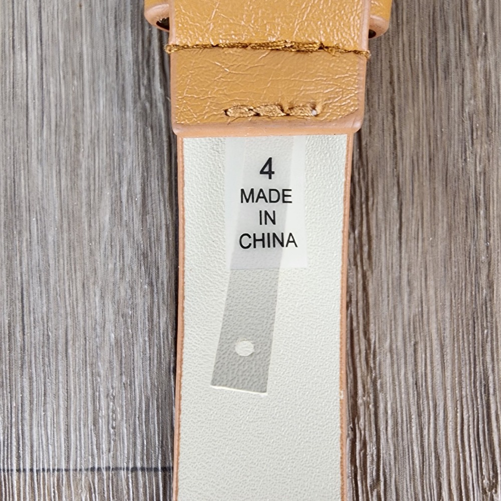 Tahari‎ Arthur S Levine Women's Tan Leather Belt Gold Buckle Size 4 - Picture 3 of 10